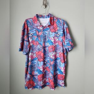 Vineyard Vines On The Go Sankaty Polo Shirt Floral Performance Men's Size Large
